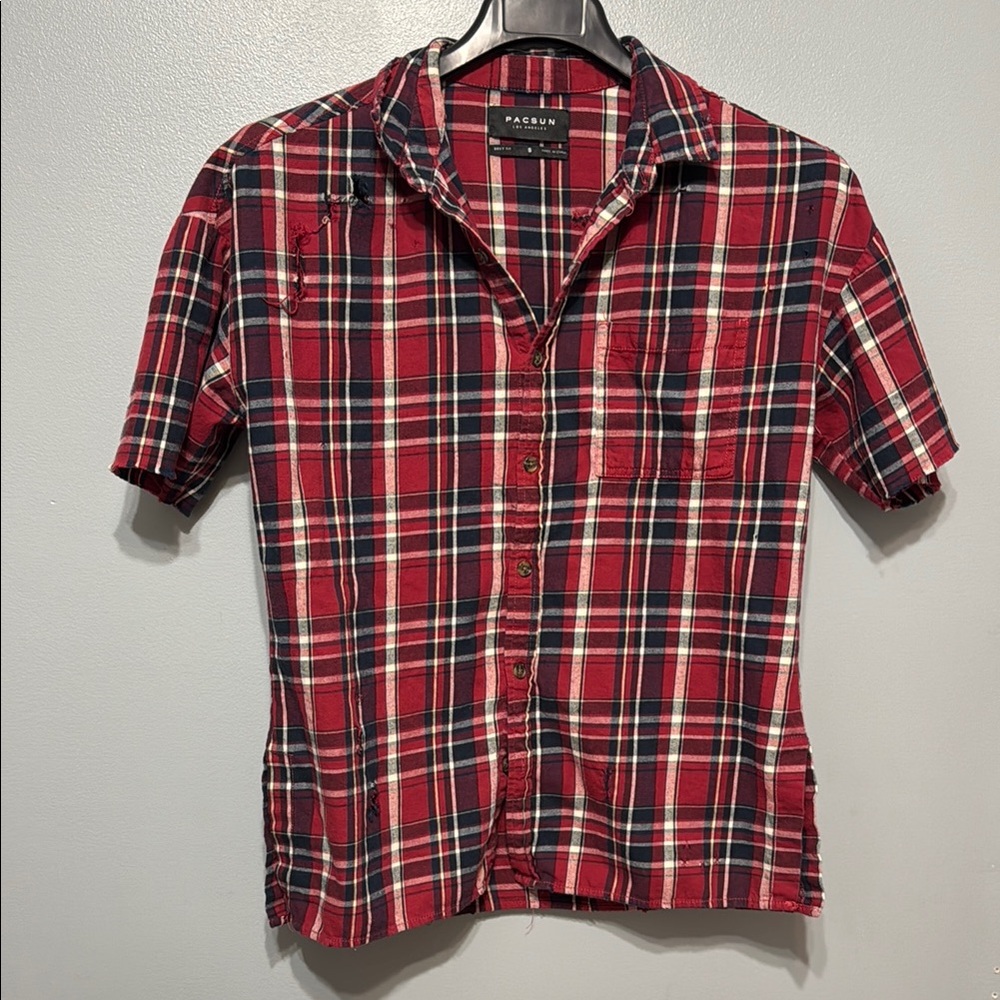 PacSun Red and Black Casual Button Down Shirt